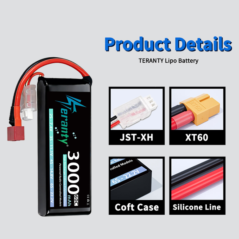 TERANTY 2S 3000mAh Lipo Batter - đánh giá và giá Drone Battery Connector