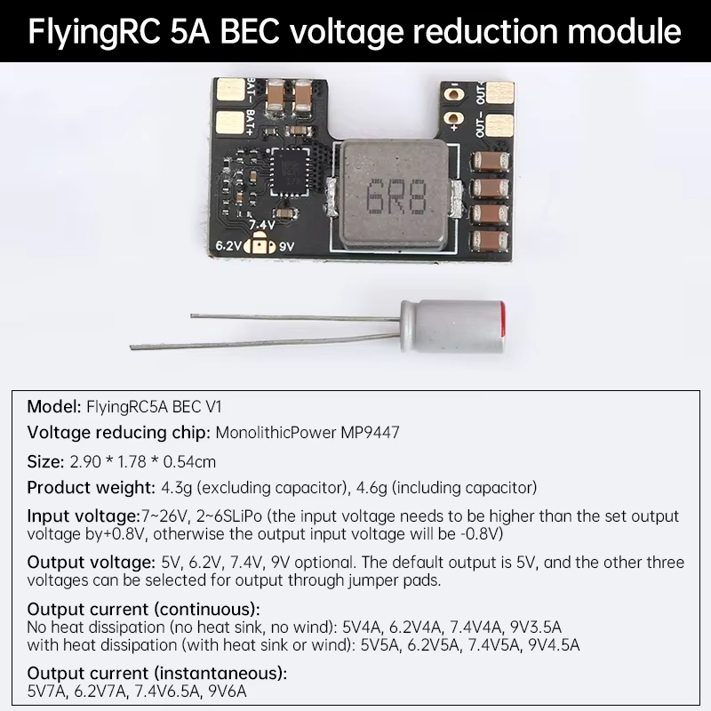 FlyingRC 5A BEC Step-Down Regu - đánh giá và giá Drone Battery 6S