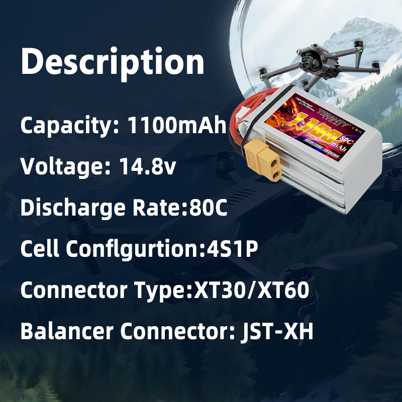 TERANTY 4S 1100mAh 80C/160C Li - đánh giá và giá Drone Battery 4S