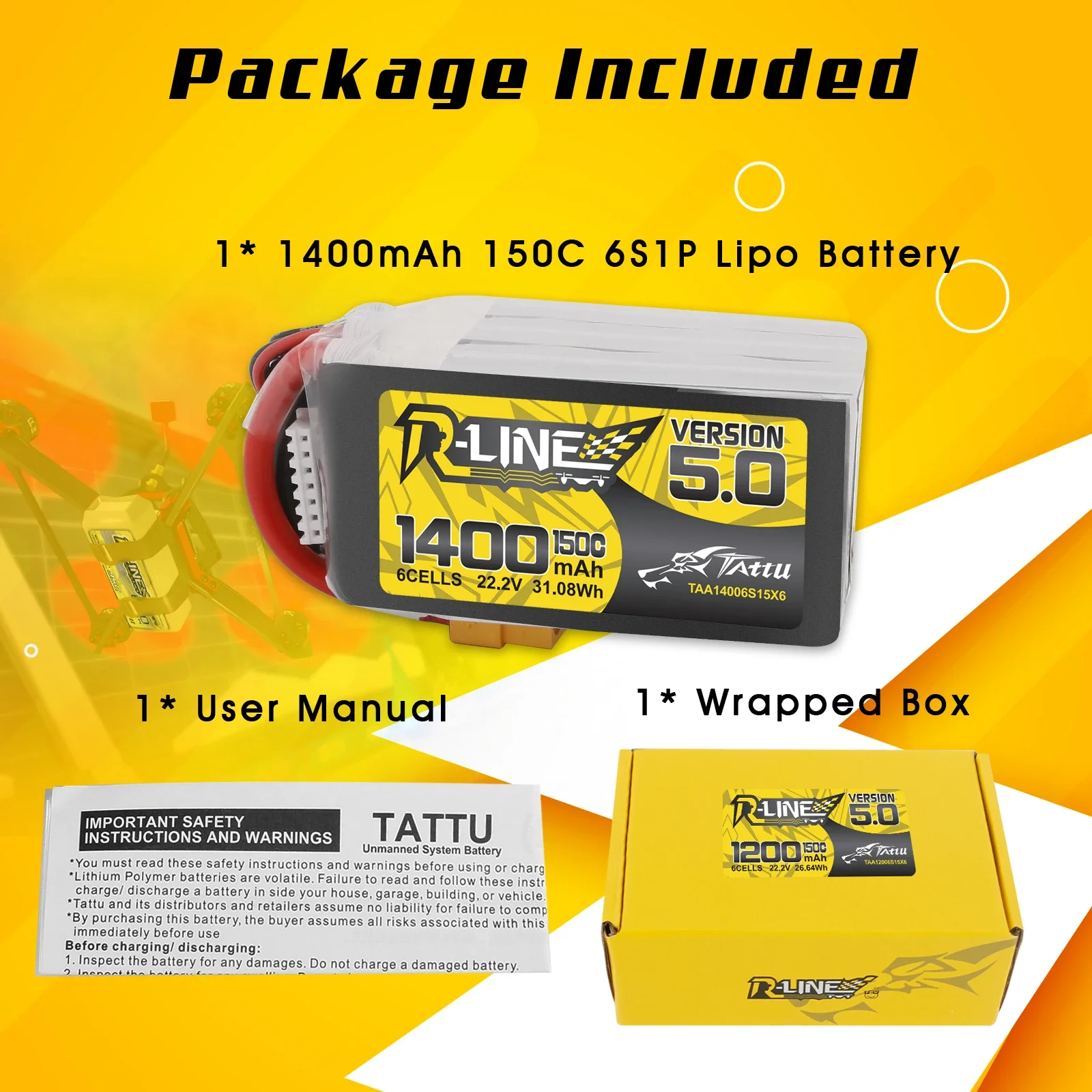 Tattu R-Line 1200mAh 1400mAh 6 - đánh giá và giá Drone Battery 6S