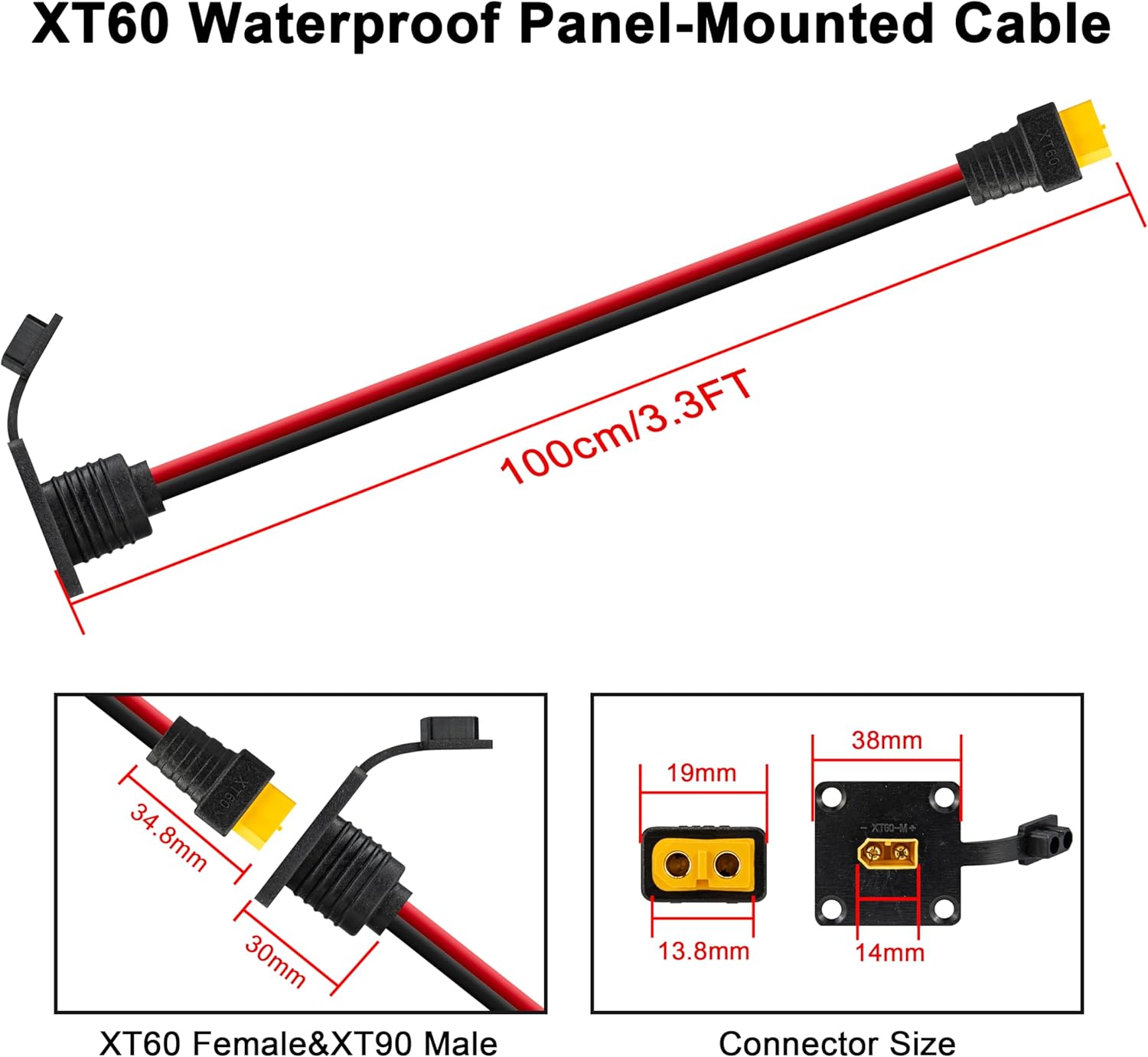 JMUYTOP 3FT 12AWG XT60 Panel M - đánh giá và giá Drone Battery Connector