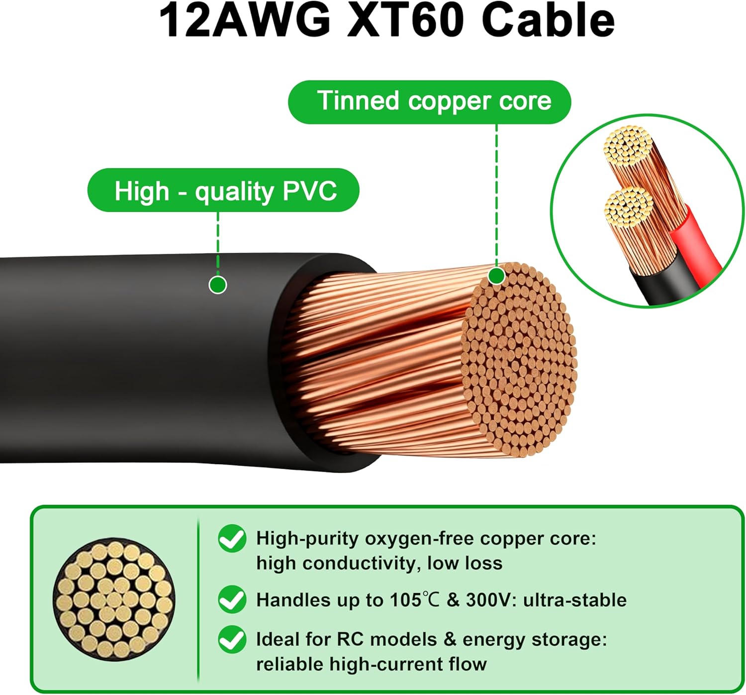 JMUYTOP 3FT 12AWG XT60 Panel M - đánh giá và giá Drone Battery Connector